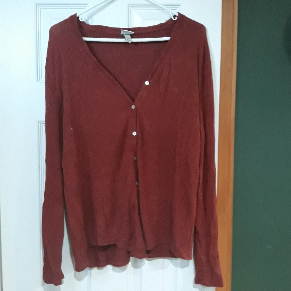 Brick Cardigan Style Button Up Sweater